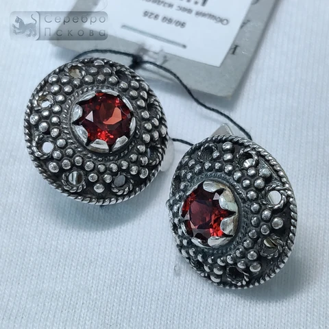 Серьги "Царские" гранат короткие