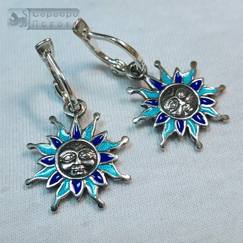 Серьги "Солнышко" синяя