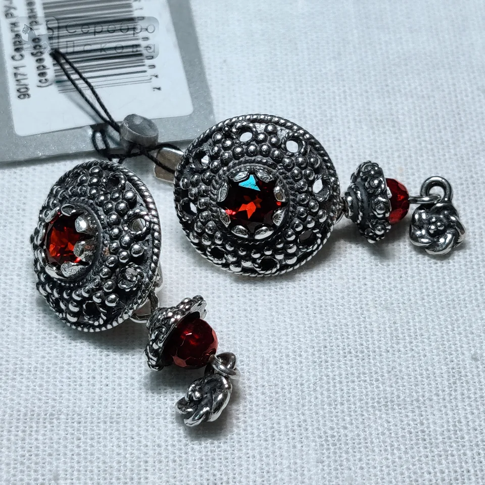 Серьги "Царские" гранат