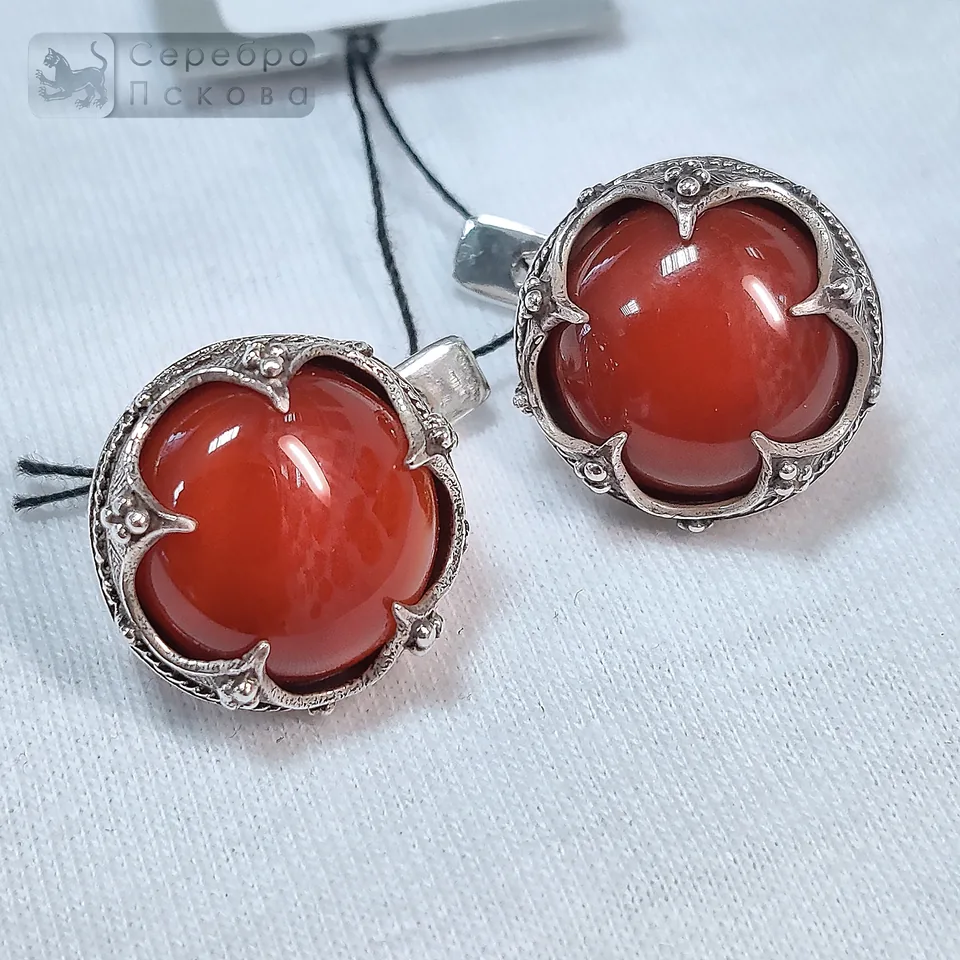 Серьги "Готланд" сердолик
